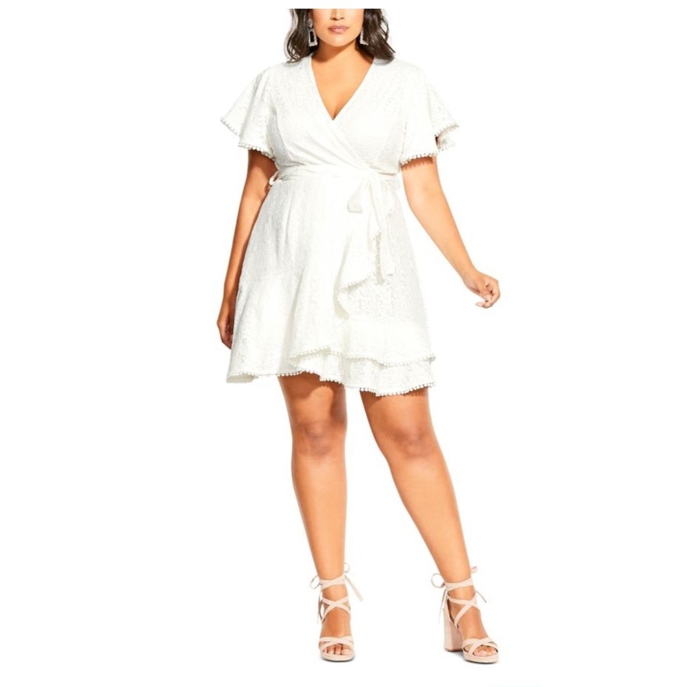City Chic White Wrap Dress